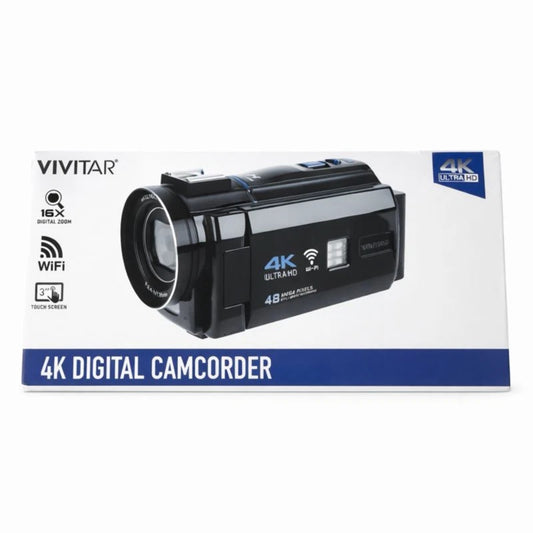 Vivitar 4K Ultra HD Digital Camcorder WiFi Touch Screen 48MP 16x Zoom 3"
