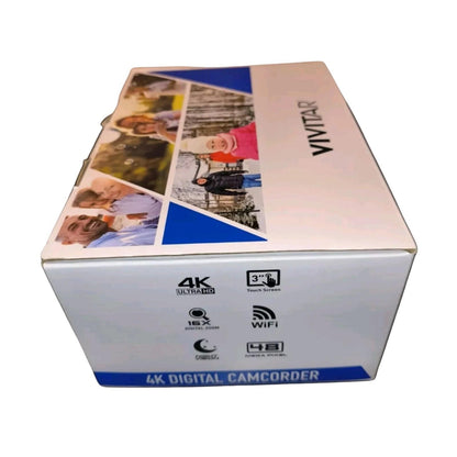 Vivitar 4K Ultra HD Digital Camcorder WiFi Touch Screen 48MP 16x Zoom 3"