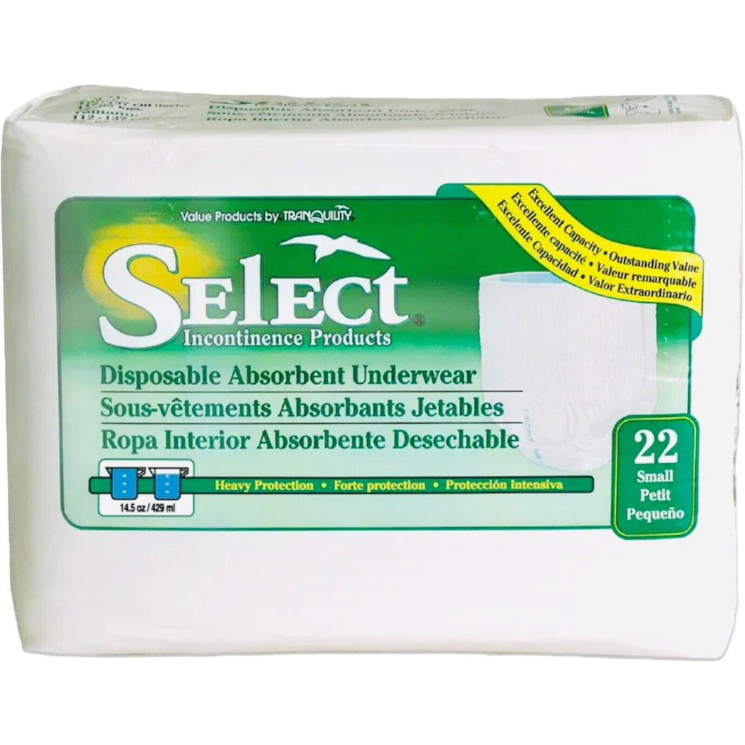 Select Adult Disposable Underwear Small 22'' to 36'': 22 Ct
