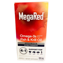 Load image into Gallery viewer, MegaRed Omega-3s Fish &amp; Krill Oil Ultra Strength 4-in-1 40 Ct
