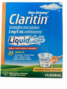 Claritin 24HR Non Drowsy Liquid Allergy Syrup Cooling Honey 8 Oz