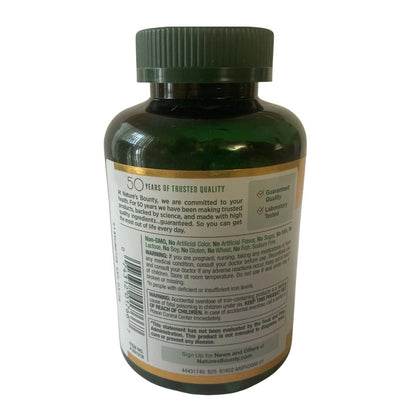 Nature's Bounty Iron Glycinate 28mg 300 Capsules Vitamin C B12 Folate