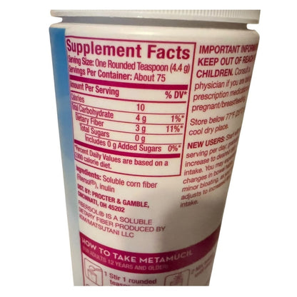 Metamucil Clear Fiber Blend Prebiotic Fiber Supplement 75 Servings