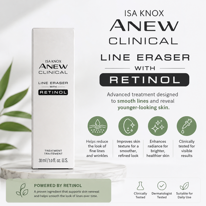Avon Isa Knox Anew Clinical Line Eraser Retinol Age Defense Serum for Face 1 oz