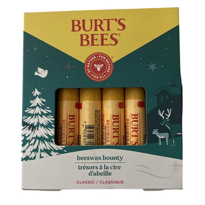 Burt's Bees Beeswax Bounty Lip Balm 4 Pcs Vitamin E Peppermint for Dry Lips