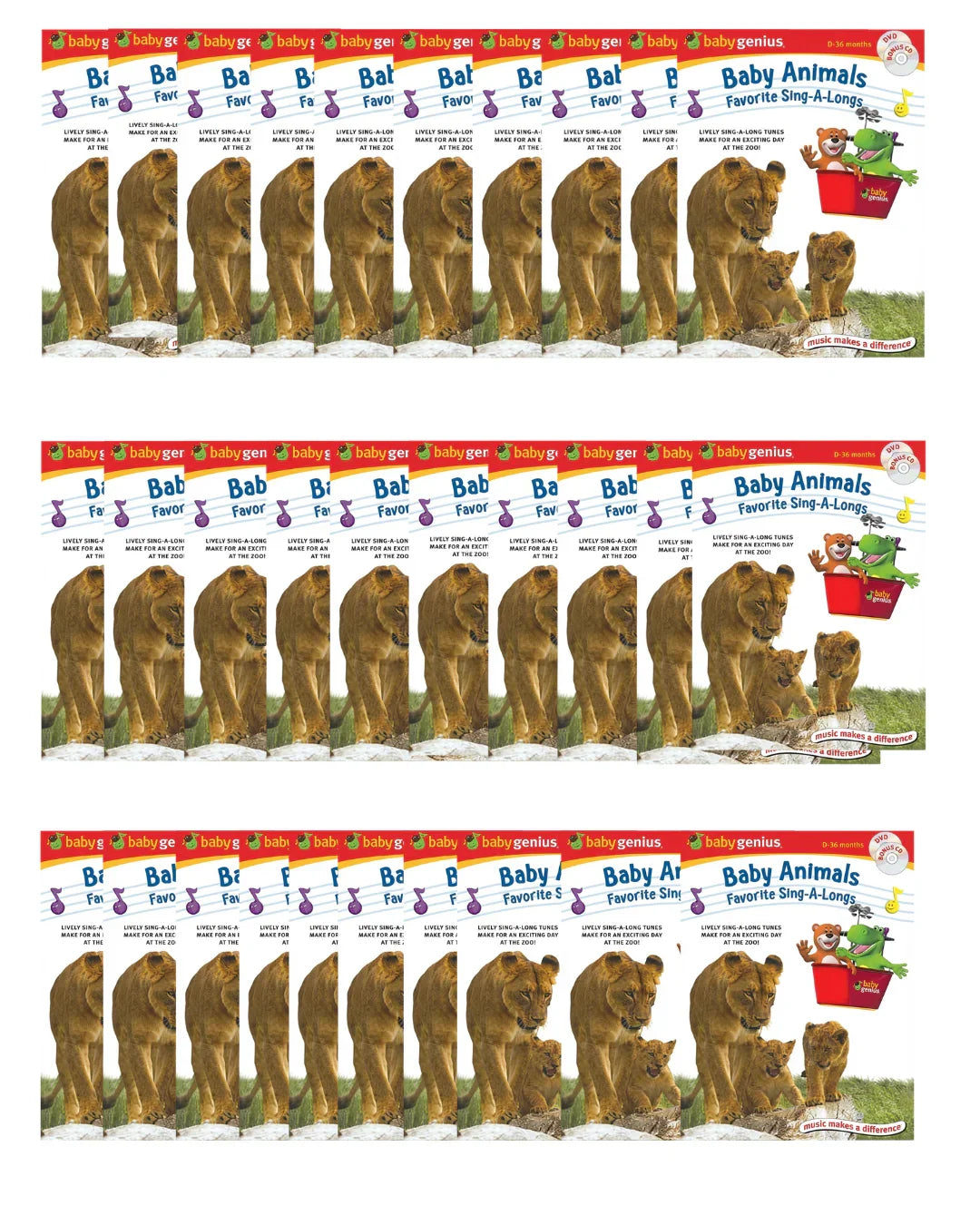 Baby Genius Baby Animals Favorite Sing-A-Longs (DVD & Bonus CD) | Lots of 30 - Happy Bargain Bin
