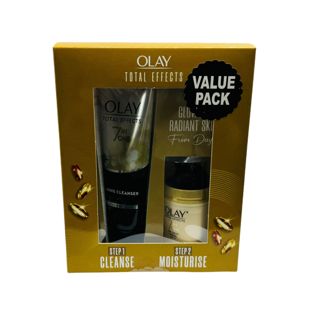 Olay Total Effect Day Cream Spf 15 & Cleanser Pack For Anti Ageing Clears Acne Skin Glow 2 pcs