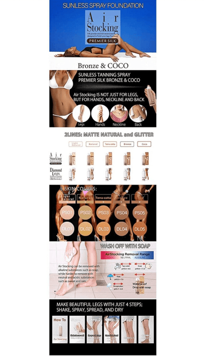 Air Stocking Spray Premier Silk | Legs Makeup Spray | Self Tanning Spray - Happy Bargain Bin