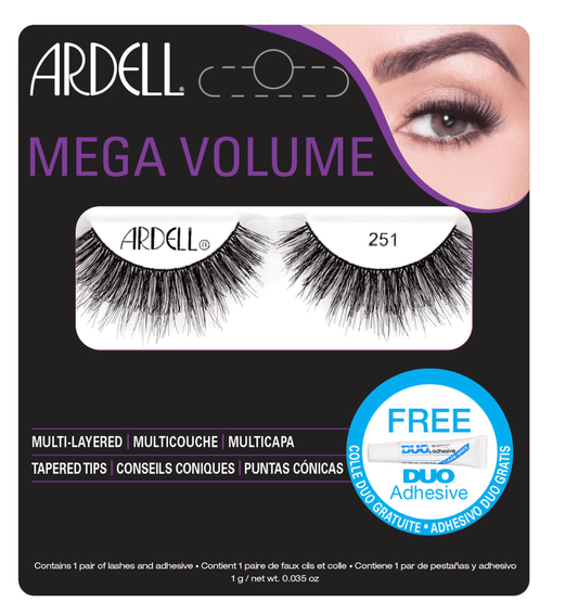 Ardell Mega Volume Lashes 251 Black – Dramatic Full Volume, 1 Pair Eyelashes for Women - Happy Bargain Bin