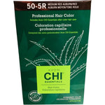 Box of Avon CHI Essentials hair color, 50-5R medium red auburn, with aloe graphic on green packaging