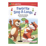 Baby Genius Favorite Sing-A-Longs DVD cover with animated bear singing and tiger playing saxophone