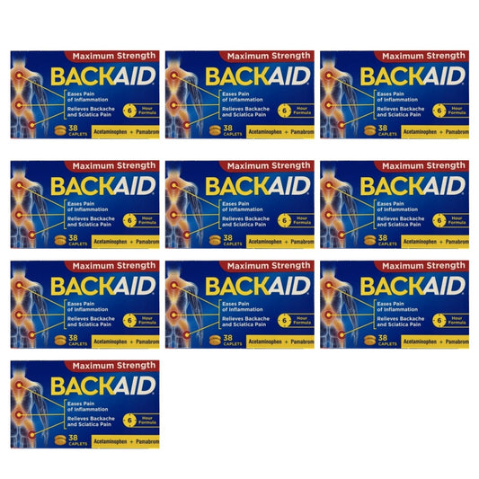 Backaid Max Pain Reliever 38 Caplets Wholesale Lot of 10