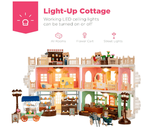 BCP Deluxe Cottage Dollhouse Playhouse Set – Includes Furniture - Happy Bargain Bin