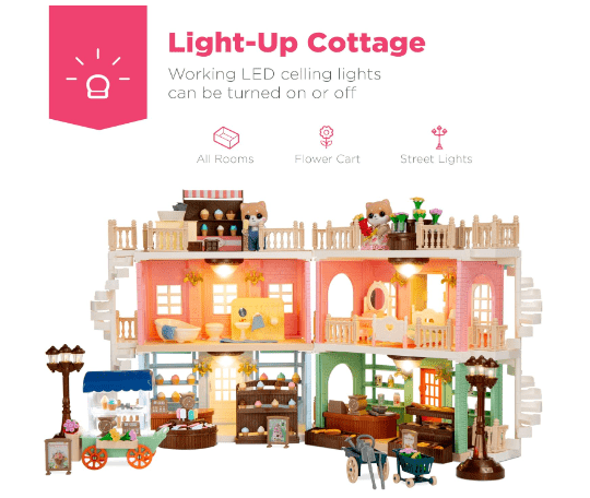 BCP Deluxe Cottage Dollhouse Playhouse Set – Includes Furniture - Happy Bargain Bin