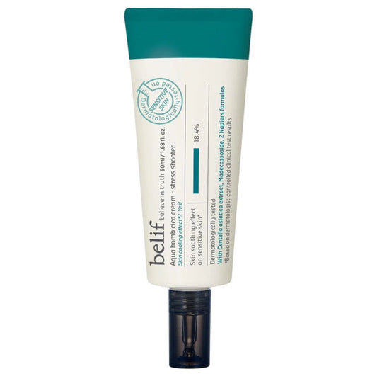Belif Aqua Bomb Moisturizer Cica Cream Stress Shooter 1.68 oz Lotion -