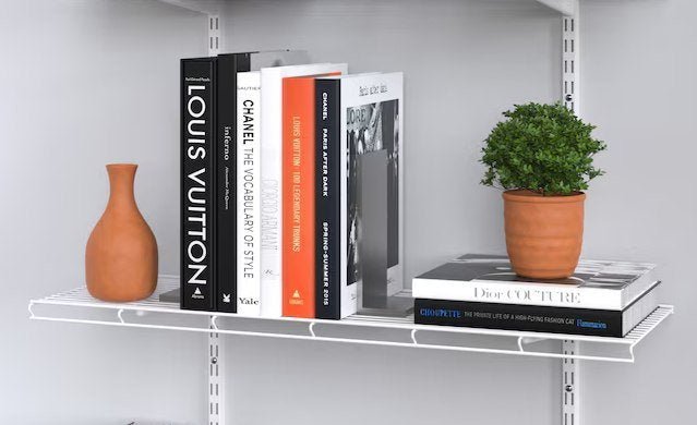 White, ventilated wire shelving for airflow and durability