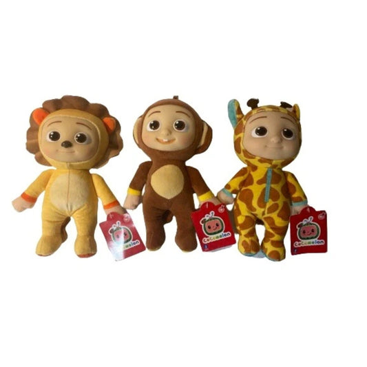 Cocomelon Animal Toys Set of 3 Lion Monkey Giraffe JJ Dolls Soft 8" New - Happy Bargain Bin