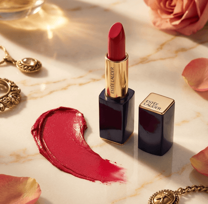 The Pure Color Envy Sculpting Lipstick creates a satin finish that flatters all skin tones.