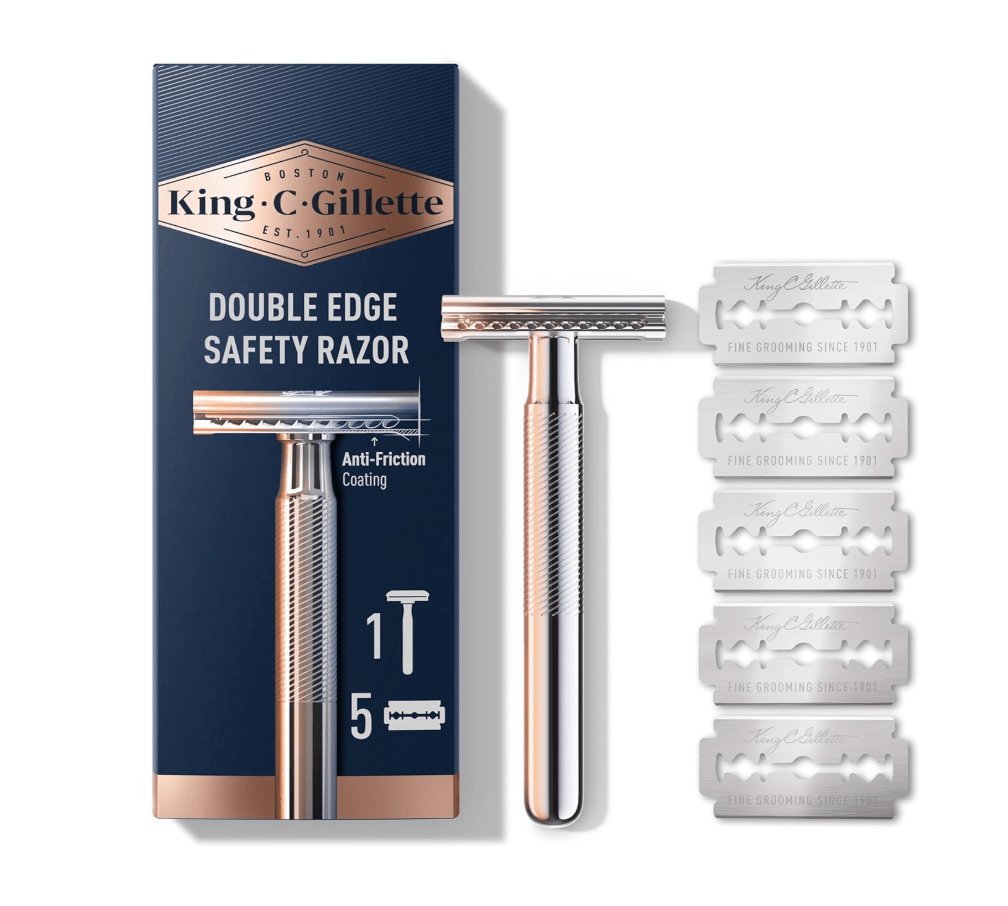 King C Gillette Double Edge Safety Razor with 5 Refill Blades