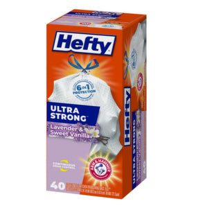 Hefty Trash Bags 13 gallon Ultra Strong Lavender & Sweet Vanilla 40 Ct - Happy Bargain Bin