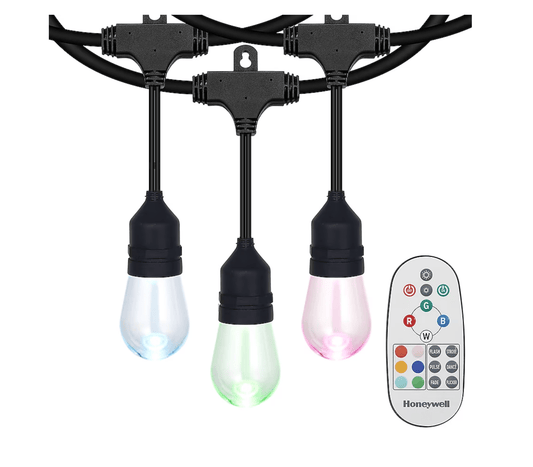 Honeywell Light - 24-Feet Indoor or Outdoor String Light Plug-in Black with 8 Multicolor