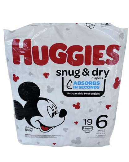 Huggies Size 6 Snug & Dry Baby Diapers, (35 Lbs) 19 Count - Happy Bargain Bin