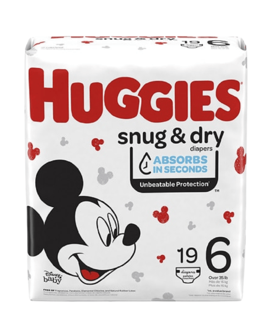 Huggies Size 6 Snug & Dry Baby Diapers, (35 Lbs) 19 Count - Happy Bargain Bin