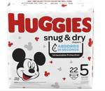Huggies Snug & Dry Baby Diapers, Size 5 for 27 lbs+, 22 count