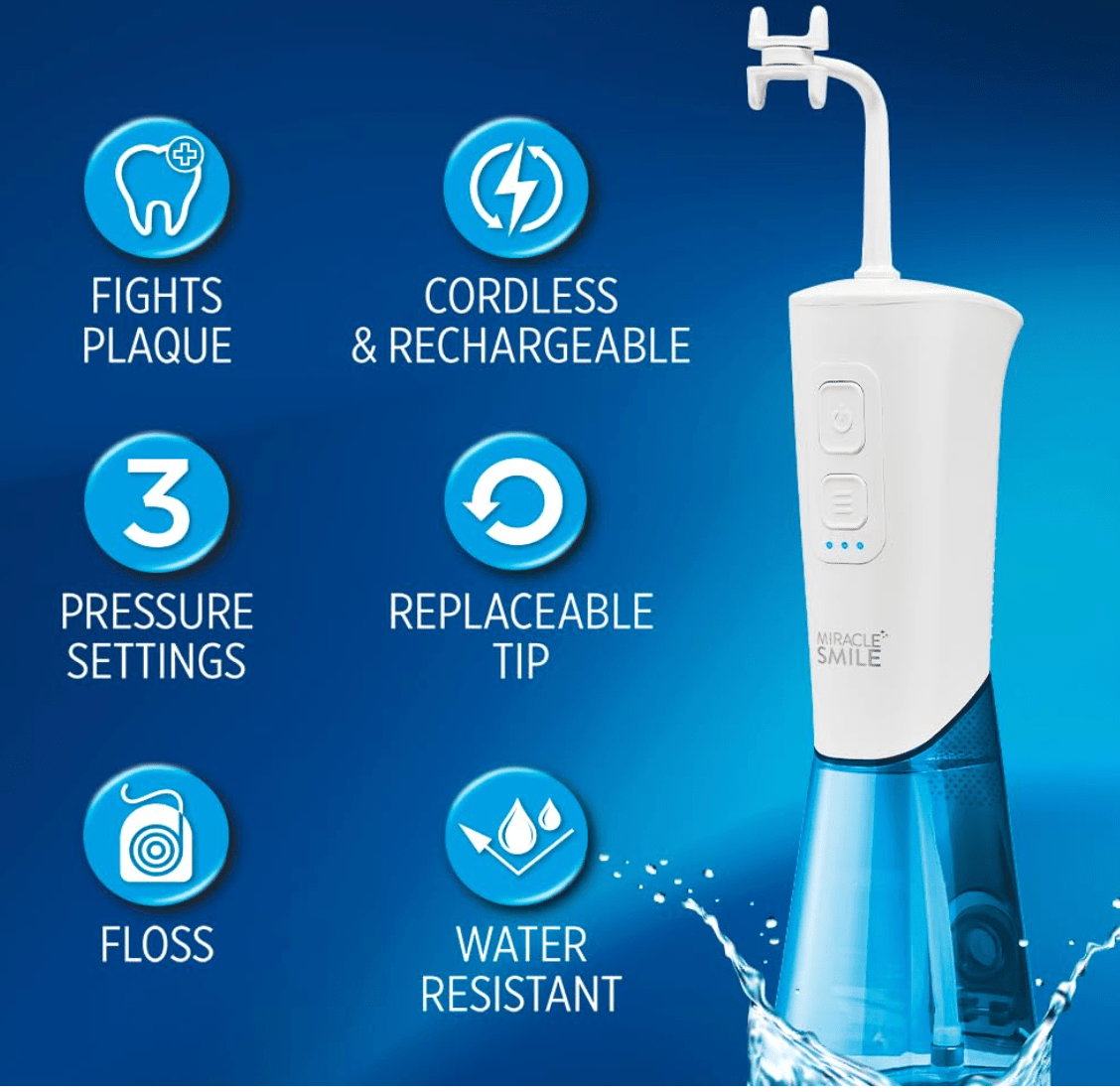 Effective Cleaning: Uses powerful yet gentle water pressure to remove food particles and debris between teeth.