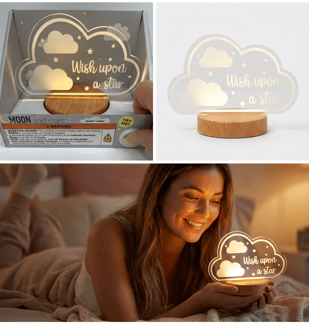 MOON & STARS Wish Upon a Star Night Light - Battery Operated - Happy Bargain Bin