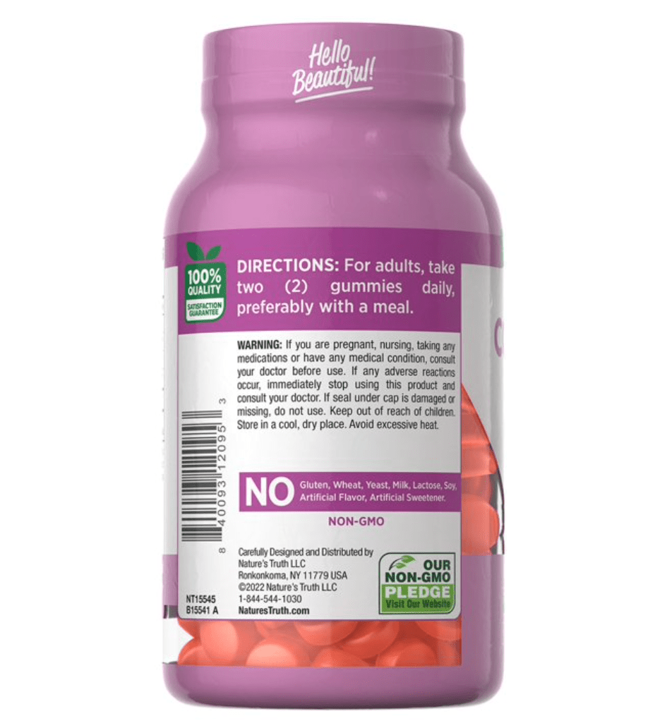 Natures Truth Beauty Collagen Gummies deliver Type 1 + 3 collagen in a tasty format
