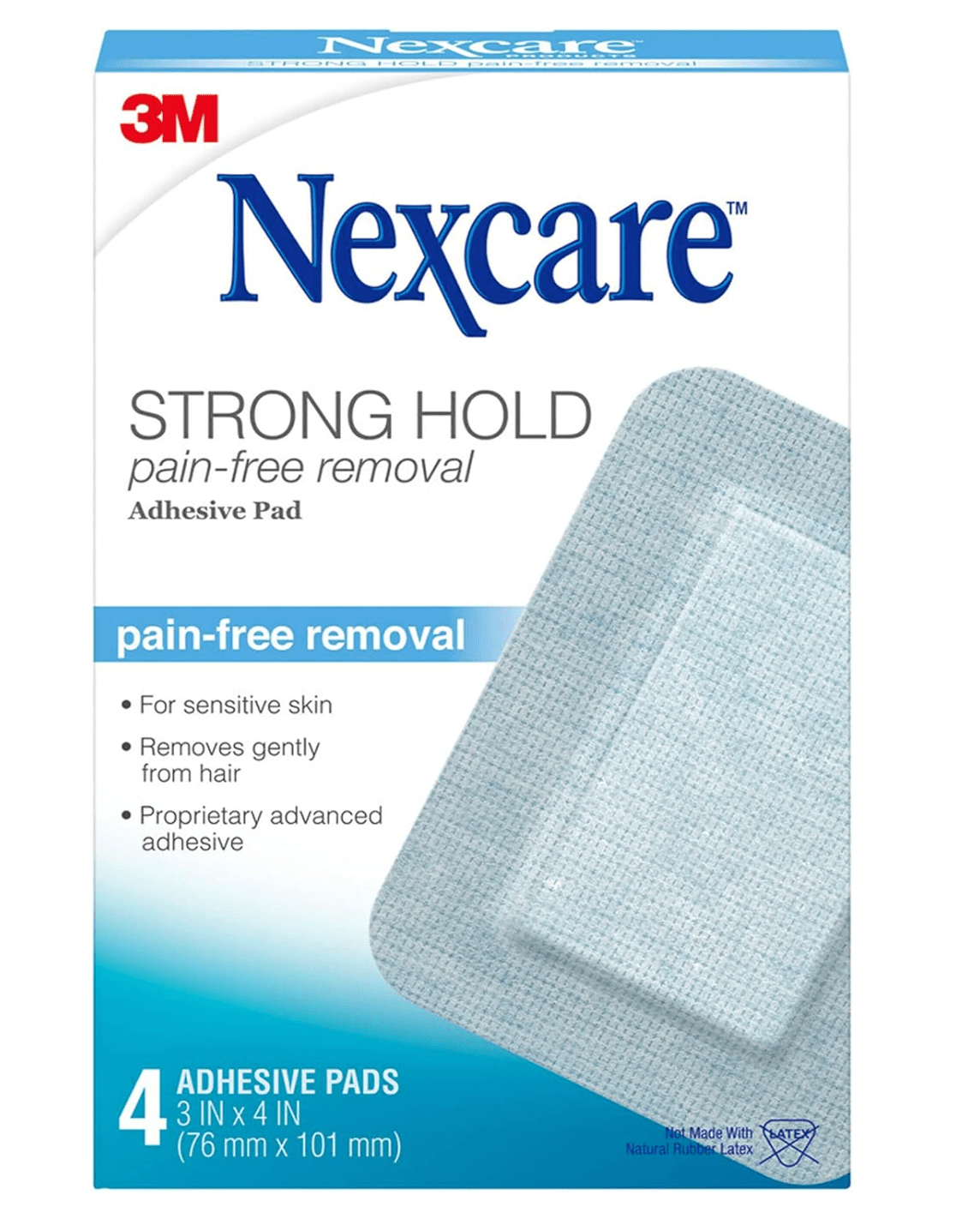 Nexcare Strong Hold Pain-Free Removal Tape - 4 pcs  | Adhessive Wound Dressing Pads