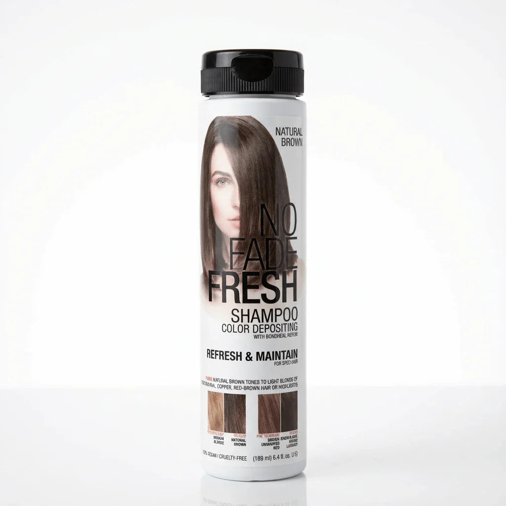 No Fade Fresh color depositing shampoo bottle for natural brown hair, 6.4 oz, on white background