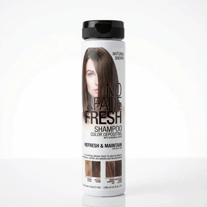 No Fade Fresh color depositing shampoo bottle for natural brown hair, 6.4 oz, on white background