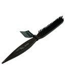 Natural bristle styling hair brush with pointed handle on white background