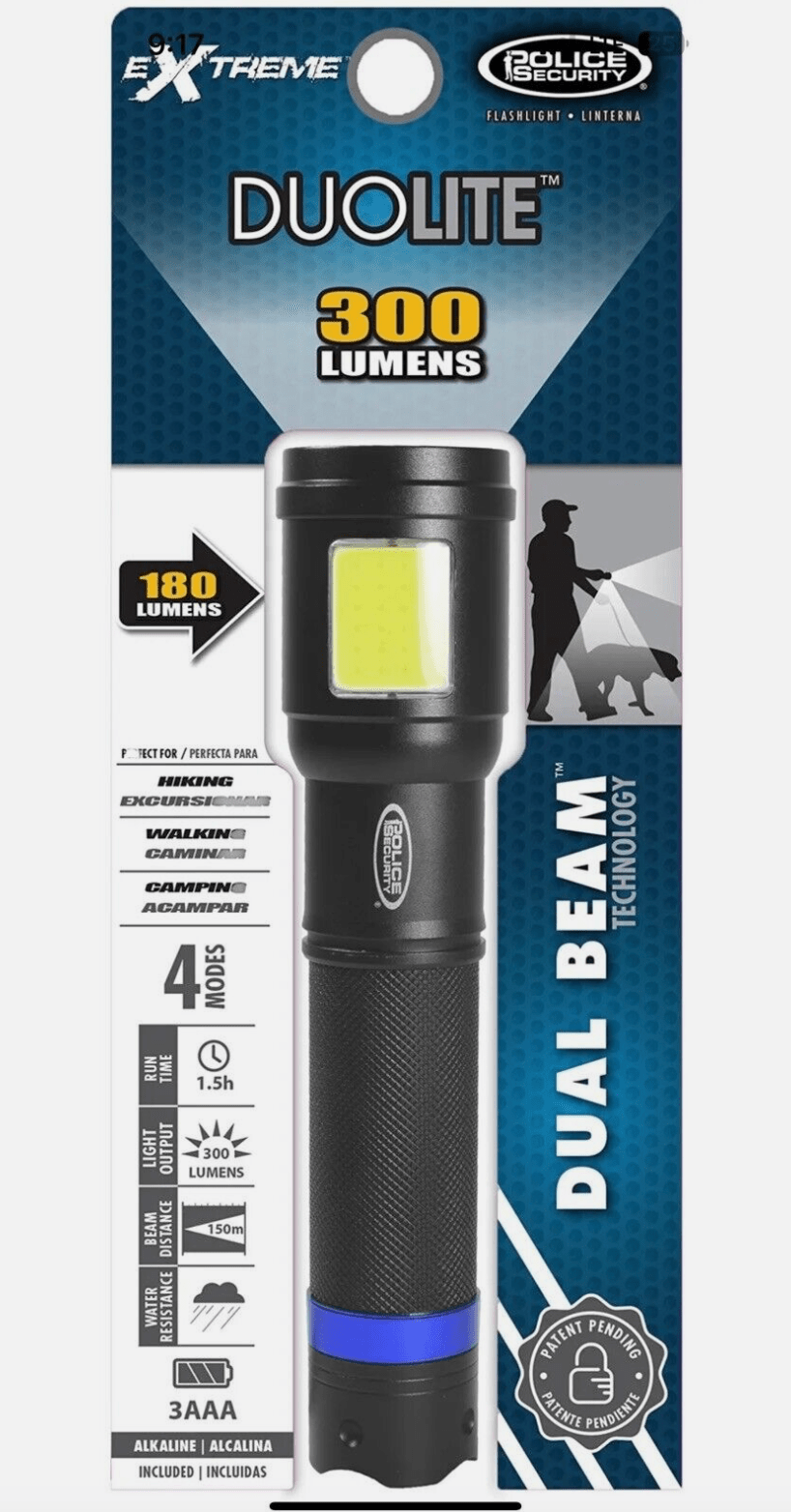 Police Security Flashlight Dual Beam Multi - Purpose 300 Lumen - Happy Bargain Bin
