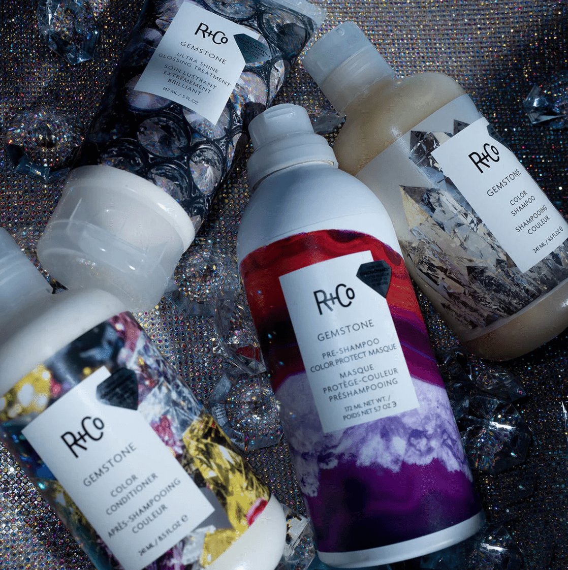 The R+Co Gemstone Color Conditioner detangles easily, smooths frizz, and enhances shine without weighing hair down.