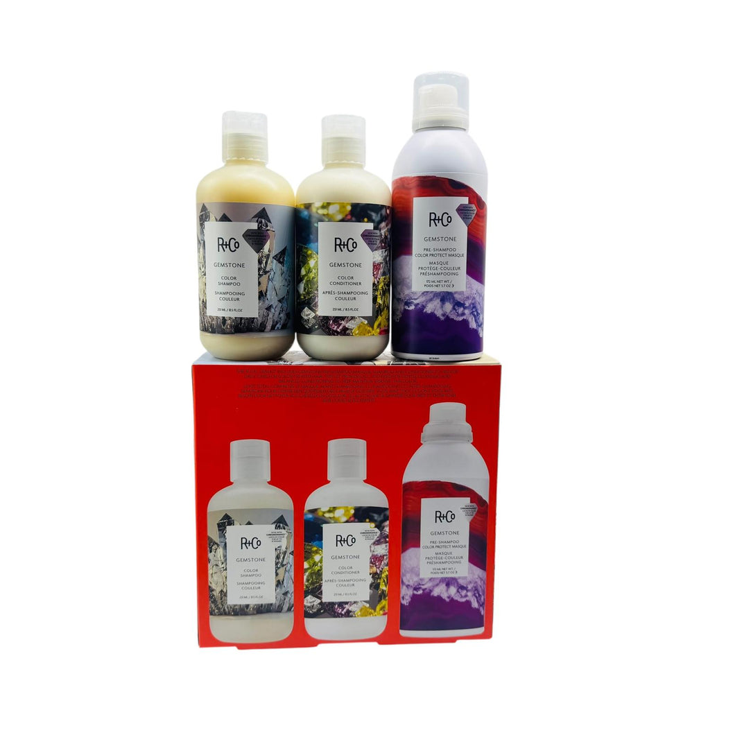 R+Co Gemstone Color Safe Hair Product Set -Shampoo and Conditioner Hair Masque Set 8.5oz + 5.7oz