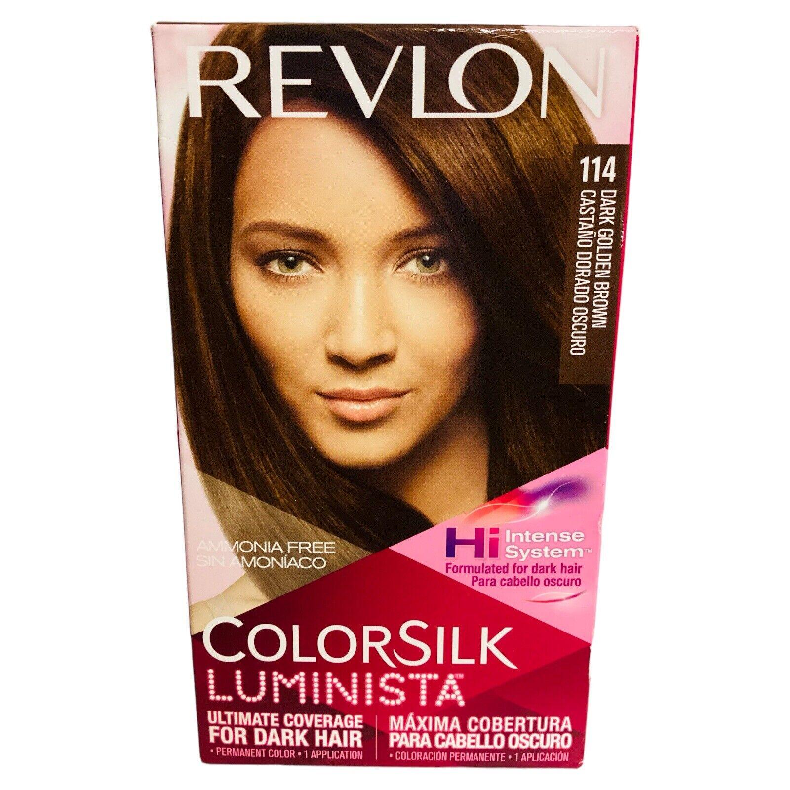 Revlon Colorsilk Luminista hair color box, dark golden brown shade, for dark hair