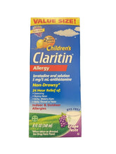 Load image into Gallery viewer, Claritin Children&#39;s Non Drowsy Allergy Relief Liquid Grape 8 Oz
