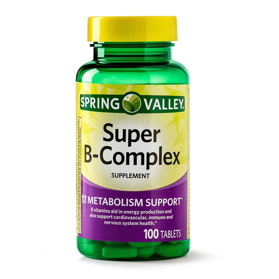 Spring Valley Super Vitamin B - Complex Tablets Dietary Supplement 100 Count - Happy Bargain Bin