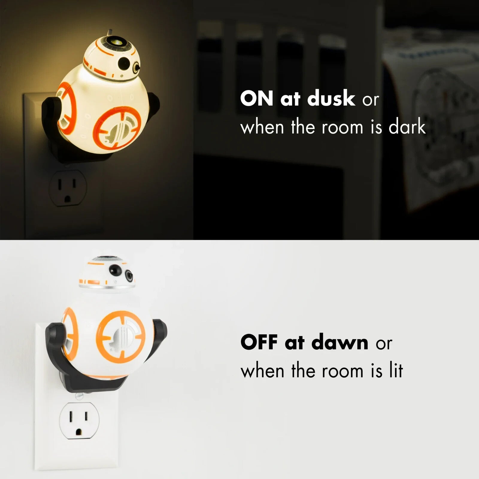 Dusk-to-dawn sensor for automatic on/off