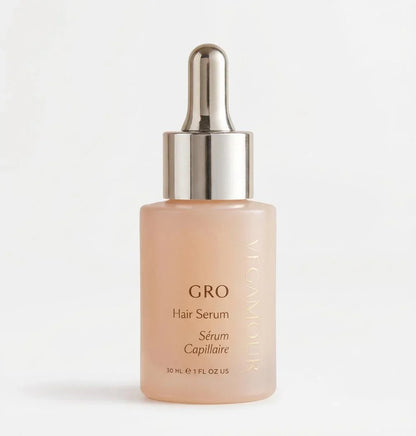 30ml GRO hair serum bottle with dropper for thinning hair on white background